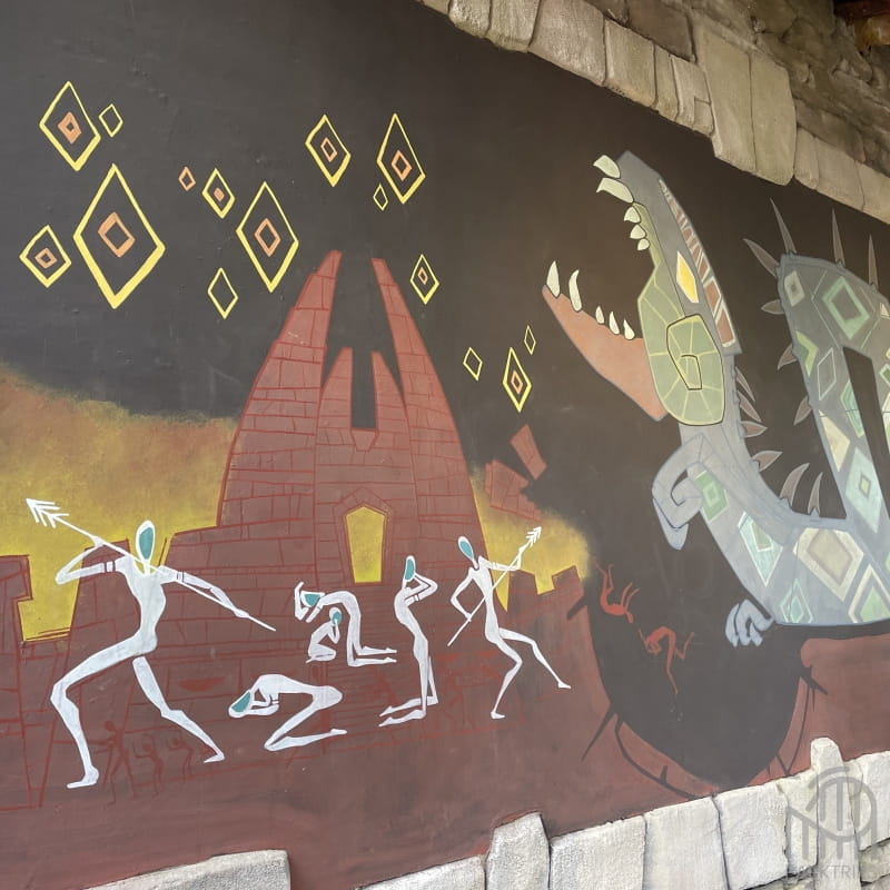 Fresque dans la file d'attente de Kondaa